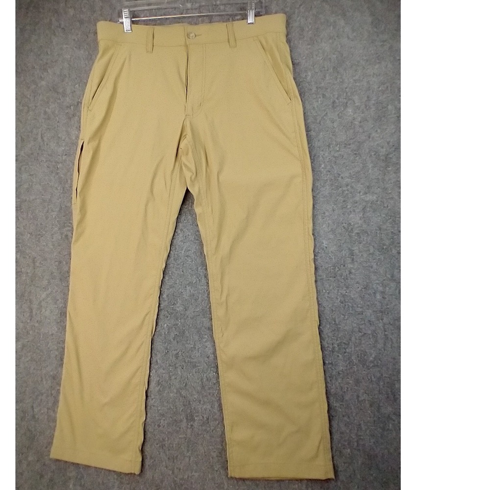 Eddie Bauer Travex Mens Tan Khaki Performance Travel Pants 33x30 Straight Leg